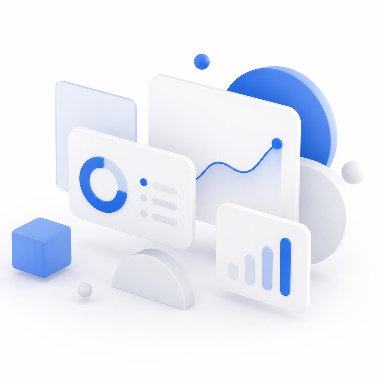 Abstract illustration of analytics dashboards and growth charts